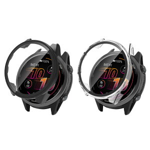 [ToVioc] �P�[�X For Garmin Forerunner 570 47 mm �ی�P�[�X �y2���Z�b�g�z�ی�J�o�[ (�N���A+�u���b�N)