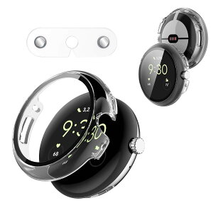 For Google Pixel Watch 5/Watch 4 45mm �J�o�[ �P�[�X �[�d�⏕�A�_�v�^�[ �t�B����+PC�t���[�� �A�b�v���E�H�b�`�ی�J�o�[ �K���X�t�B���� ��̌^ �h�o�yHUKWIMO�z 3D�S�ʕی� �w��h�~ HD�����ߗ� ����
