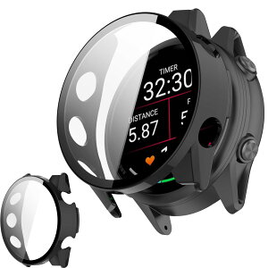 UIUIKA For Garmin Forerunner 570 42mm �J�o�[ �K�[�~�� Forerunner 570 42mm �ی�P�[�X �����K���X�t�B����&PC�t���[�� �����h�~ �Ռ��z�� �X�N���b�`�h�~ �h�o�h�� �w��h�~ �y�ʔ��^�݌v�i�u���b�N)
