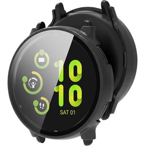FINON for Garmin Vivoactive 5 �p �P�[�X �K���X�t�B������̌^ �y�� �ȈՒE�� �V���v�� (�u���b�N)