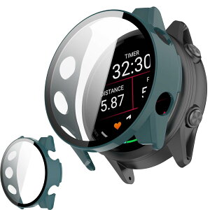 UIUIKA For Garmin Forerunner 570 47mm �J�o�[ �K�[�~�� Forerunner 570 47mm �ی�P�[�X �����K���X�t�B����&PC�t���[�� �����h�~ �Ռ��z�� �X�N���b�`�h�~ �h�o�h�� �w��h�~ �y�ʔ��^�݌v�i�u���b�N)