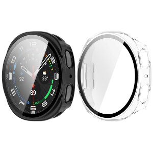 RuenTech �Ή�Samsung Galaxy Watch 9/8 �P�[�X(PC�f��+�����K���X),�T���X���M�����N�V�[ �E�H�b�` 9/8 (40mm/44mm)�p�J�o�[ ��̌^�P�[�X �t�B���� �C�菝�h�~ �Ռ��z�� �S�ʕی� (�� + ����, 44mm)