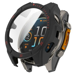 SHEAWA for Garmin�K�[�~�� Fenix 8 Dual Power 51mm �P�[�X �J�o�[ PC+�����K���X�t�B���� ������ �S�ʕی� 9H�d�x ��̌^�ی�P�[�X �ی�J�o�[ �ϏՌ� �A�N�Z�T���[ (�u���b�N×���b�h)