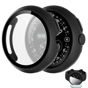 YAODLE For Pixel Watch 5/4 �J�o�[ 45mm �����[�d�\ �K���X�t�B������̌^ �S�ʕی�i�u���b�N�j