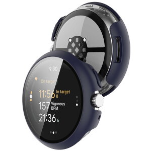 FINON for Google Pixel Watch 3 45mm �p �P�[�X �K���X�t�B���� ��̌^ �p �P�[�X �y�� �ȈՒE�� �V���v�� (�l�C�r�[)