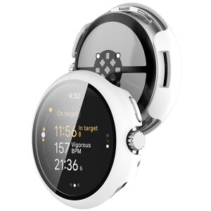 FINON for Google Pixel Watch 3 45mm �p �P�[�X �K���X�t�B���� ��̌^ �p �P�[�X �y�� �ȈՒE�� �V���v�� (�z���C�g)