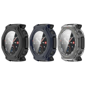 [RuenTech]�Ή�Amazfit T-Rex 3 Pro 48mm�J�o�[ �A�}�Y�t�B�b�gT-Rex3 Pro �p�P�[�X,��̌^�ی�P�[�X PC���P�[�X+�K���X�t�B���� �h�o�ی�t�B���� ������ �d���Ė��Ղɋ��� 3D�S�ʕی� (��+�u���[+����)