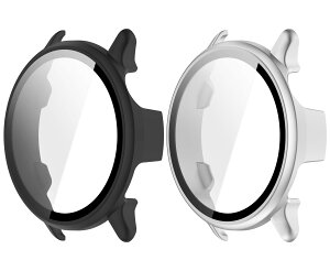 SHEAWA for Garmin�K�[�~�� Vivoactive 6 �P�[�X �J�o�[ 2�Z�b�g PC+�����K���X�t�B���� �S�ʕی� 9H�d�x ����� ��̌^�ی�P�[�X �ی�J�o�[ �ϏՌ� �A�N�Z�T���[ (�u���b�N+�V���o�[)