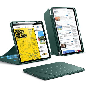 ESR iPad Pro 13�C���` �P�[�X�iM5/M4�A2025/2024�j�Ή� �y�����[ �ϏՌ� �c���X�^���h �����E�F�C�N/�X���[�v Pencil Pro/USB-C�Ή� �}���`�A���O���P�[�X Flip�V���[�Y �O���[��