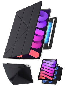�y360°�S�ʕی�EY���X�^���h�zTekka iPad mini7 �P�[�X (A17 Pro�E��7���� 2024) / iPad mini6 �P�[�X (��6���� 8.3�C���` 2021) ��p �}�O�l�b�g�z�� �B���y�����[ �c�u���E���u���Ή� �����^ �y�� PU���U�[