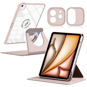 ShinKin �ی�P�[�X iPad Air 11 �C���` (M4 2026 / M3 2025 / M2 2024) �Ή� 360�x��] �����^ ���O���\�� �}�O�l�b�g�J�o�[ TPU�f�� +PC���� �P�[�X ���΋z�� �y�����[ �蒠�^ �ϏՌ� �y�� ���^ �^�u���b