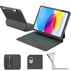 RAYMCRAFT iPad (A16) �� 11 ����/�� 10 ���� �L�[�{�[�h�t���P�[�X�AiPad �� 11/10 ���� 10.9 �C���`�p �}�W�b�N�L�[�{�[�h�A11 �F�o�b�N���C�g�A�t���[�e�B���O�J���`���o�[�X�^���h�A�}���`�^�b�`�g