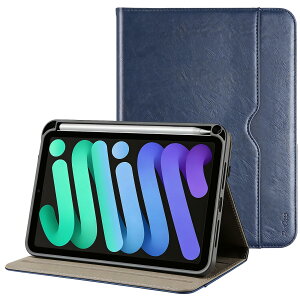 ProCase iPad Mini A17 Pro ��7���� (2024����) Mini6 ��6���� (2021����) ��p �P�[�X �y���z���_�[�t�� PU�J�o�[ �X�^���h�@�\ �r���e�[�W�f�U�C�� ���ނ�J�[�h�p�|�P�b�g�t�� - �l�C�r�[