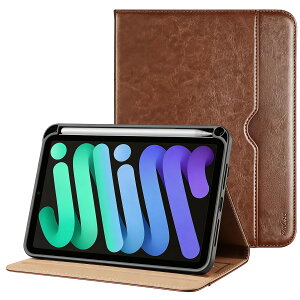 ProCase iPad Mini A17 Pro ��7���� (2024����) Mini6 ��6���� (2021����) ��p �P�[�X �y���z���_�[�t�� PU�J�o�[ �X�^���h�@�\ �r���e�[�W�f�U�C�� ���ނ�J�[�h�p�|�P�b�g�t�� - �u���E��