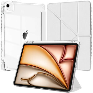 �ی�݊��P�[�X iPad Air 13 �C���` M4 2026 / M3 2025 / M2 2024/ iPad Pro 12.9 ��6/5/4/3���� (2022/2021/2020/2018) Pencil���[ ���� ���p�x�X�^���h�I�[�g�X���[�v�@�\ (�z���C�g)