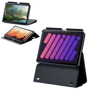 �G���R�� iPad mini7(A17 Pro 2024�N) mini6 ��6���� �P�[�X ���i�K�������� �I�[�g�X���[�v/�I�[�g�E�F�C�N �\�t�g���U�[ �u���b�N TB-A24SWVH2BK