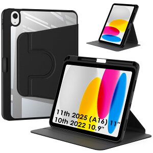 Bigqin iPad 11th 2025 (A16) 11/ 10th 2022 10.9 �Ή��J�o�[ 360�^�]�X�^���h�@�\�t���^�u���b�gPC�P�[�X �y���V�����[ �I�[�g�X���[�v�@�\ �S�ʕی�P�[�X �ϏՌ� �C�菝�h�~, �u���b�N