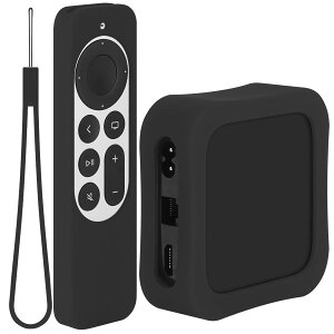 Geekria �ی�P�[�X �A�b�v�� Apple TV 4K (��3����) �Ή��[�y�ʁE����~�߁E�ϏՌ� �V���R���J�o�[ (�u���b�N)