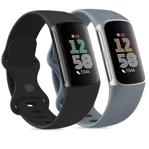 �y2���z�o���h Fitbit Charge 6 /5 �Ή� �����p�o���h �_�炩�� �h���� �ϋv�� ���߉\ �y�� (�u���b�N + �u���[�O���[)
