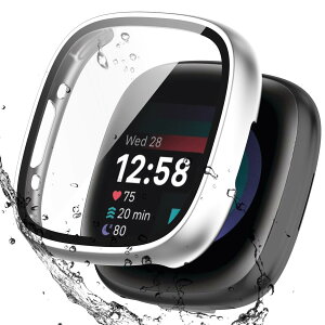 BOOLINN For Fitbit sense2 �J�o�[/Fitbit versa4 �J�o�[ 3D���p�G�b�W �����^ PC+�K���X�f�� ��̌^ �t�@�[�E�F fitbit sense2 �P�[�X/fitbit versa4 �P�[�X �Ή� �����ߗ� �L�Y�h�~ �w��h�~ �ȒP�Ɏ��t���E��