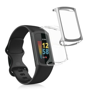 kwmobile 2x �P�[�X Fitbit Charge 6 / Charge 5�Ή� �J�o�[ - �t���J�o�[ �V���R�� �ϏՌ� �S�̕ی� ����/�V���o�[