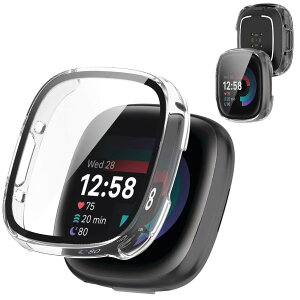 AIYYXX For Fitbit sense2 /Fitbit versa4 �J�o�[ 3D���p�G�b�W �����^ PC+�K���X�f�� ��̌^ Fitbit sense2 /Fitbit versa4 �P�[�X �Ή� �����[�d�\ �[�d�⏕��t�� �����ߗ� �L�Y�h�~ �w��h�~ �ȒP�Ɏ��t��