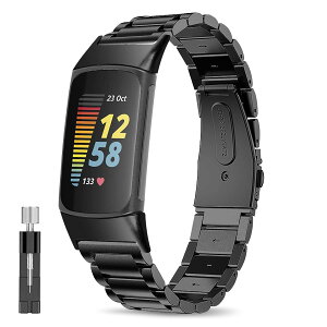 �o���h Compatible for Fitbit Charge 6/Charge 5 �����X�e�����X���̌����p�X�g���b�v ���� �x���g (�u���b�N)