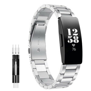 XZSJ �o���h �K�� Fitbit Inspire 2/Inspire/Inspir HR,�����o���h�X�e�����X�X�`�[�� �r�W�l�X�� ���ߍH��t�� (�N�C�b�N�V���o�[)