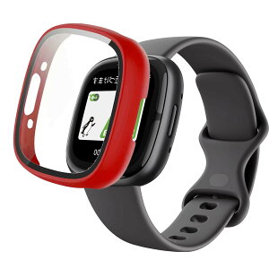 AIYYXX For Fitbit sense2 /Fitbit versa4 �J�o�[ 3D���p�G�b�W �����^ PC+�K���X�f�� ��̌^ Fitbit sense2 /Fitbit versa4 �P�[�X �Ή� �����[�d�\ �[�d�⏕��t�� �����ߗ� �L�Y�h�~ �w��h�~ �ȒP�Ɏ��t��