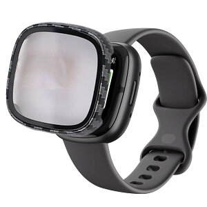 AIYYXX For Fitbit sense2 /Fitbit versa4 �J�o�[ 3D���p�G�b�W �����^ PC+�K���X�f�� ��̌^ Fitbit sense2 /Fitbit versa4 �P�[�X �Ή� �����[�d�\ �[�d�⏕��t�� �����ߗ� �L�Y�h�~ �w��h�~ �ȒP�Ɏ��t��