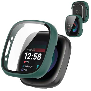 AIYYXX For Fitbit sense2 /Fitbit versa4 �J�o�[ 3D���p�G�b�W �����^ PC+�K���X�f�� ��̌^ Fitbit sense2 /Fitbit versa4 �P�[�X �Ή� �����[�d�\ �[�d�⏕��t�� �����ߗ� �L�Y�h�~ �w��h�~ �ȒP�Ɏ��t��