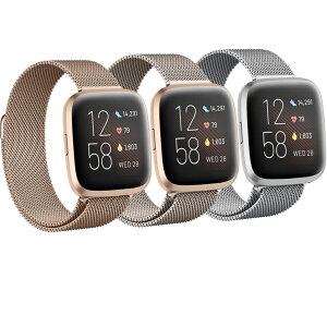 �y3�p�b�N�z�R���p�`�u�� Fitbit versa 4/Fitbit versa 3/Fitbit Sense 2/Fitbit Sense �o���h�A�X�e�����X���ߋ��� �}�O�l�b�g �������� �ʋC ���b�V�� �x���g �j�����p ���͎��� (�V���o�[/�V�����p���S�[