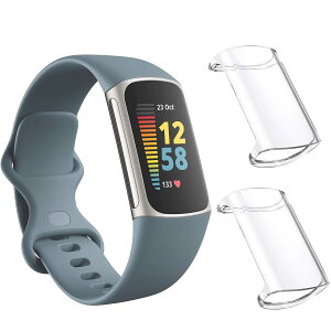 [2 Pack] Haotop �P�[�X Compatible for Fitbit Charge 6/Charge 5,TPU�����^�I�[�����E���h�ی�J�o�[ (����+����)