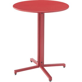 サイドテーブル ミニテーブル 幅60cm レッド 円形 スチール アジャスター カフェテーブル 組立品 リビング 店舗 ショップ