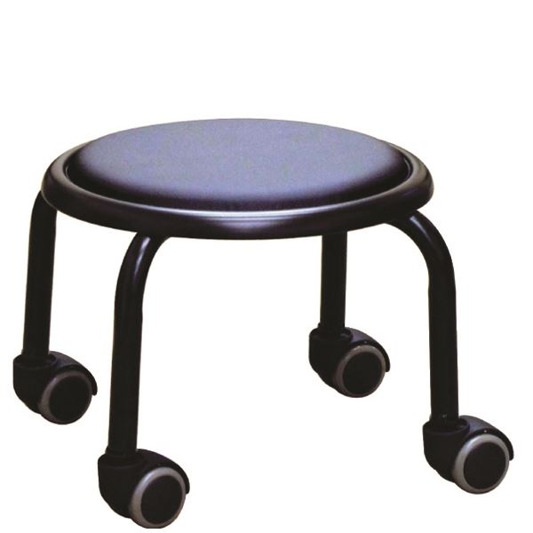スタッキングチェア/丸椅子 【同色4脚セット ブラック×ブラック】 幅32cm 日本製 スチール 『ローキャスター ボン』【代引不可】