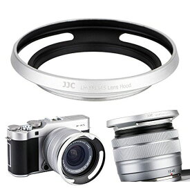 JJC メタル レンズフード ねじ込む式 富士フィルム Fujifilm Fujinon XC 15-45mm F3.5-5.6 OIS PZ レンズ 用 X-T4 X-T200 X-A7 X-Pro3 X-Pro2 X-T3 X-T2 X-T1 X-T30 X-T20 X-T10 に対応 銀色