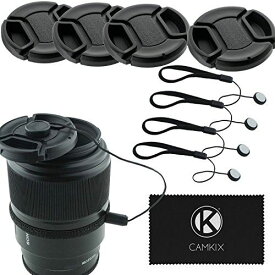 レンズキャップバンドル - スナップオン・レンズカバー4つ ニコン、キャノン、ソニーを含むDSLRカメラ用 - レンズキャップキーパー付き（72ミリ） 72 mm