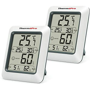 ThermoPro湿度計 デジタル温湿度計 室内温度計湿度計 小型 最高最低温湿度表示2パック TP50