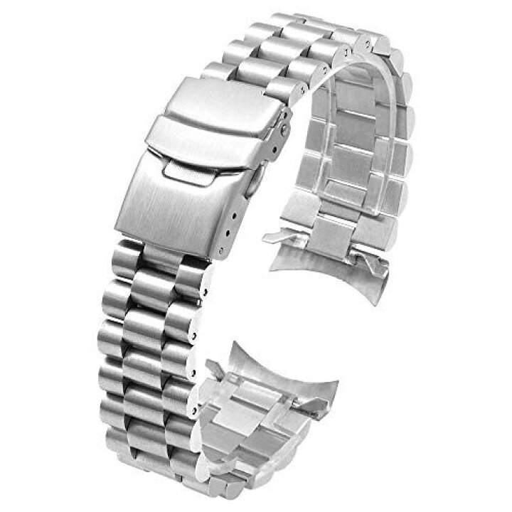 楽天市場 見事な起毛 22mm 銀 腕時計 バンド 3次元の交換用時計バンドベルト 男性用時計ブレスレット 先細りウォッチバンド Dバックル調整可能なリンク付き シルバー T M Bストア