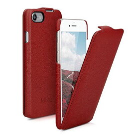 kalibri フリップケース ウルトラ スリム ケース 対応: Apple iPhone 7 / 8 / SE (2020) - レザー 保護カバー ケース赤色