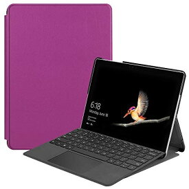 マイクロソフト Microsoft Surface Go 2 ケース サーフェス ゴー 2 保護カバー 【ELMK】軽量 薄型 PU レザー スマート カバー 耐衝撃 傷防止 クリア ハード 背面 ケース 二つ折り スタンド 機能 Surface Go 2 10.5 インチ 2020 対応 (パープル)