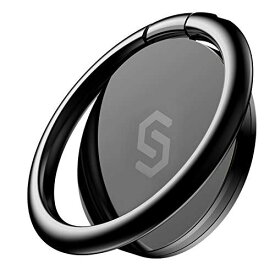 Syncwire スマホリング 携帯リング 薄型 360°回転 落下防止 指輪型 1.スタンド機能 ホールドリング フィンガーリング iPhone/Android各種他対応 1個 ブラック