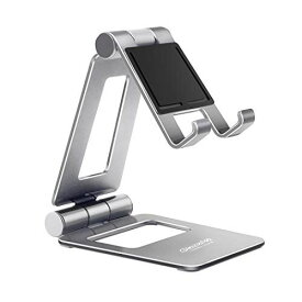Glazata アルミ製スマホ/タブレット用スタンド 折り畳み式 270°自由調整可能 デスクトップスタンド スマホ タブレット (シルバー)