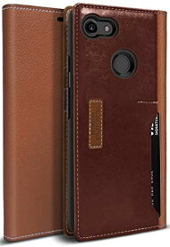 【OBLIQ】 Google Pixel 3 XL 対応 ケース 手帳型 耐衝撃 衝撃吸収 マグネット なし 手帳 レザー カバー カード 収納 付 [ Google Pixel3 XL グーグル ピクセル 3 XL 対応 ] K3 Wallet ブラウン×バーガンディ ブラウン×バーガンディー