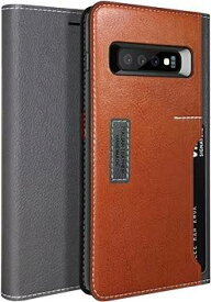 【OBLIQ】 Galaxy S10 Plus 対応 ケース 手帳型 耐衝撃 衝撃吸収 マグネット なし 手帳 レザー カバー カード 収納 付 [ Samsung GalaxyS10Plus ギャラクシー S10 プラス 対応 ] K3 Wallet ブラックグレー×ブラウン