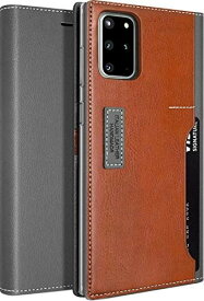 【OBLIQ】 Galaxy S20 Plus 対応 ケース 手帳型 耐衝撃 衝撃 吸収 マグネット なし ベルト なし 手帳 レザー カバー カード 収納 付 スマホケース [ Samsung GalaxyS20Plus S20+ 5G SC-52A / SCG02 ギャラクシーS20プラス 対応 ] K3 Wallet ブラックグレー×ブラウン
