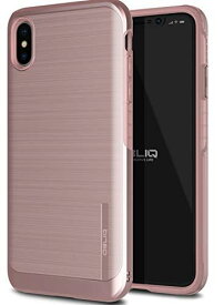 【OBLIQ】 iPhone Xs Max 対応 ケース 衝撃 吸収 耐衝撃 ハイブリッド 薄型 ハード カバー ストラップ ホール 付き アルミ 調 デザイン ケース [ Apple iPhoneXs Max アイフォンXsマックス 対応 ] Slim Meta ローズゴールド