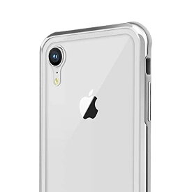 【SwitchEasy】 iPhone XR 対応 ケース ガラス 背面 クリア ガラス × 航空機 アルミ バンパー ハイブリッド 透明 ハード カバー [ Apple iPhoneXR アイホンXR アイフォンXR 対応 ] iGLASS シルバー