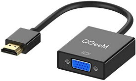 QGeeM HDMI VGA 変換 アダプタ，HDMI to VGAアダプター，ラップトップ、PC、モニター、プロジェクター、HDTV、Chromebook、Raspberry Pi、Roku、Xboxなど対応 black
