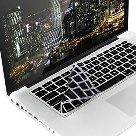kwmobile 頑丈で極薄なキーボード保護 シリコン製 QWERTY (US) 対応: Apple MacBook Air 13''/ Pro Retina 13''/ 15''（2016年中頃まで） - 汚れや消耗からの効果的保護 黒色 マックブック